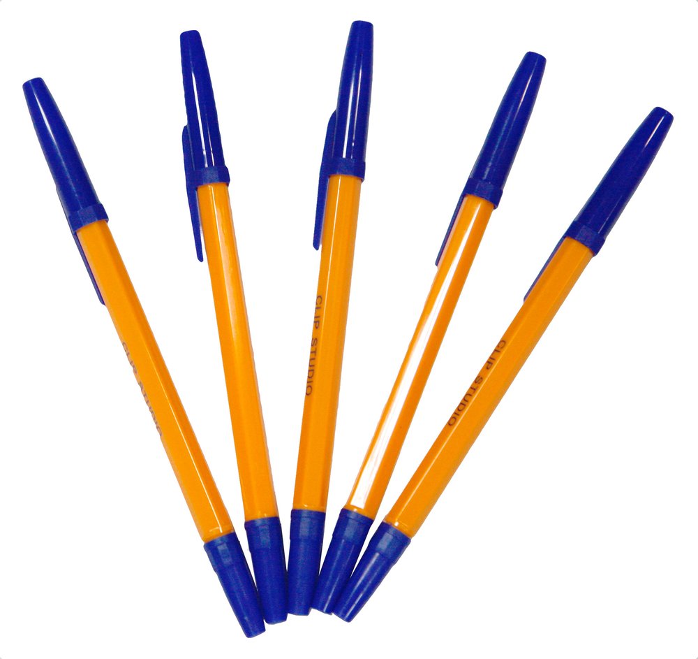 Ручка шариковая синяя, с желтым корпусом, ClipStudio (5 шт.)