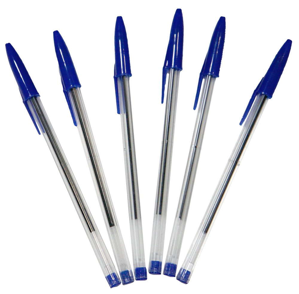 Ручка шариковая синяя, наконечник,  пластик. (6 шт.)