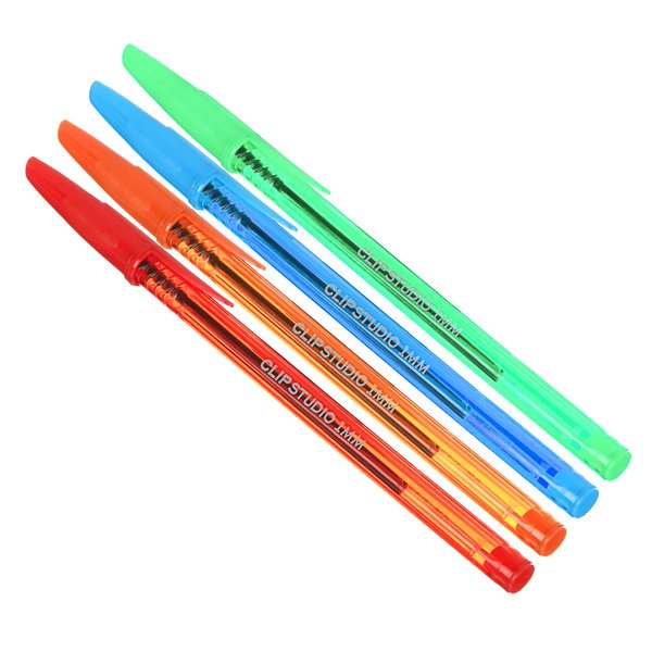 Ручка шариковая синяя, с цветным прозрачный  корпус, CLIPSTUDIO