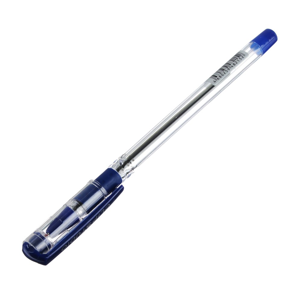 Ручка шариковая синяя с резиновой накладкой, ClipStudio